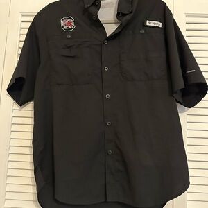 Columbia South Carolina Gamecocks Black Casual Button Down Shirt Short Sleeve